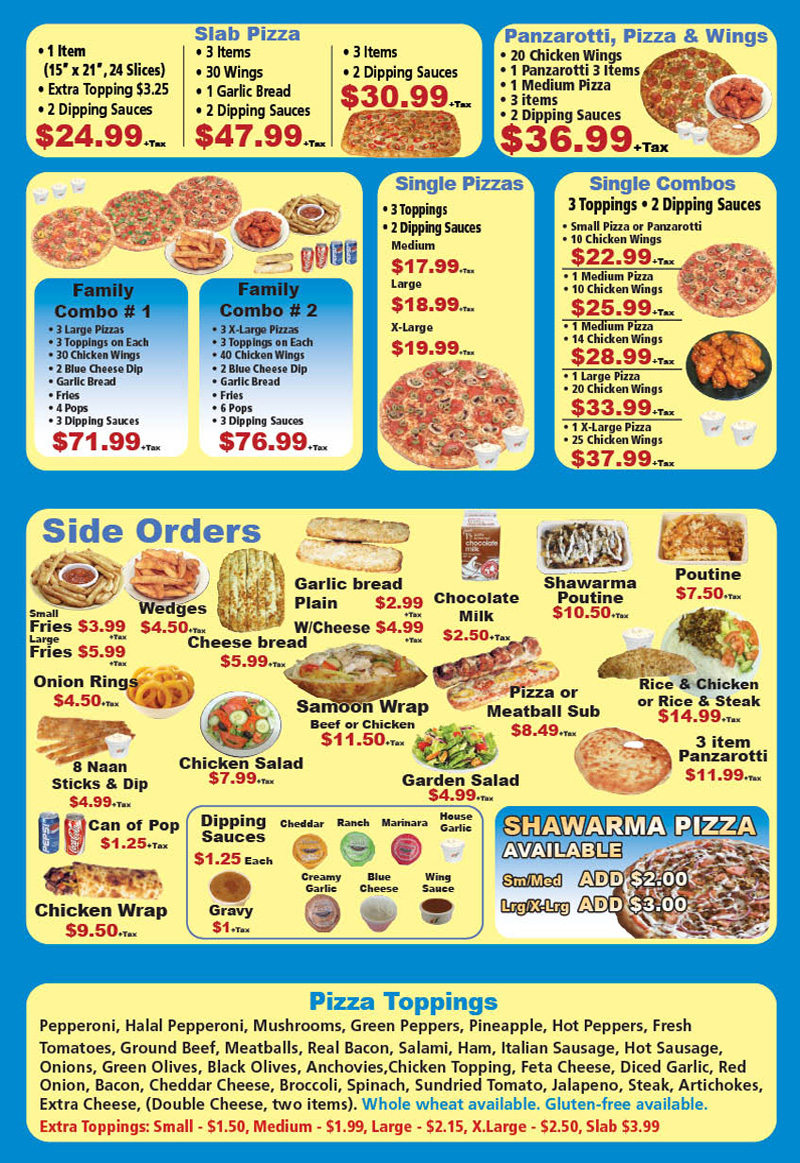 Limeridge Pizza & Wings Menu - Pickup and Delivery in Hamilton