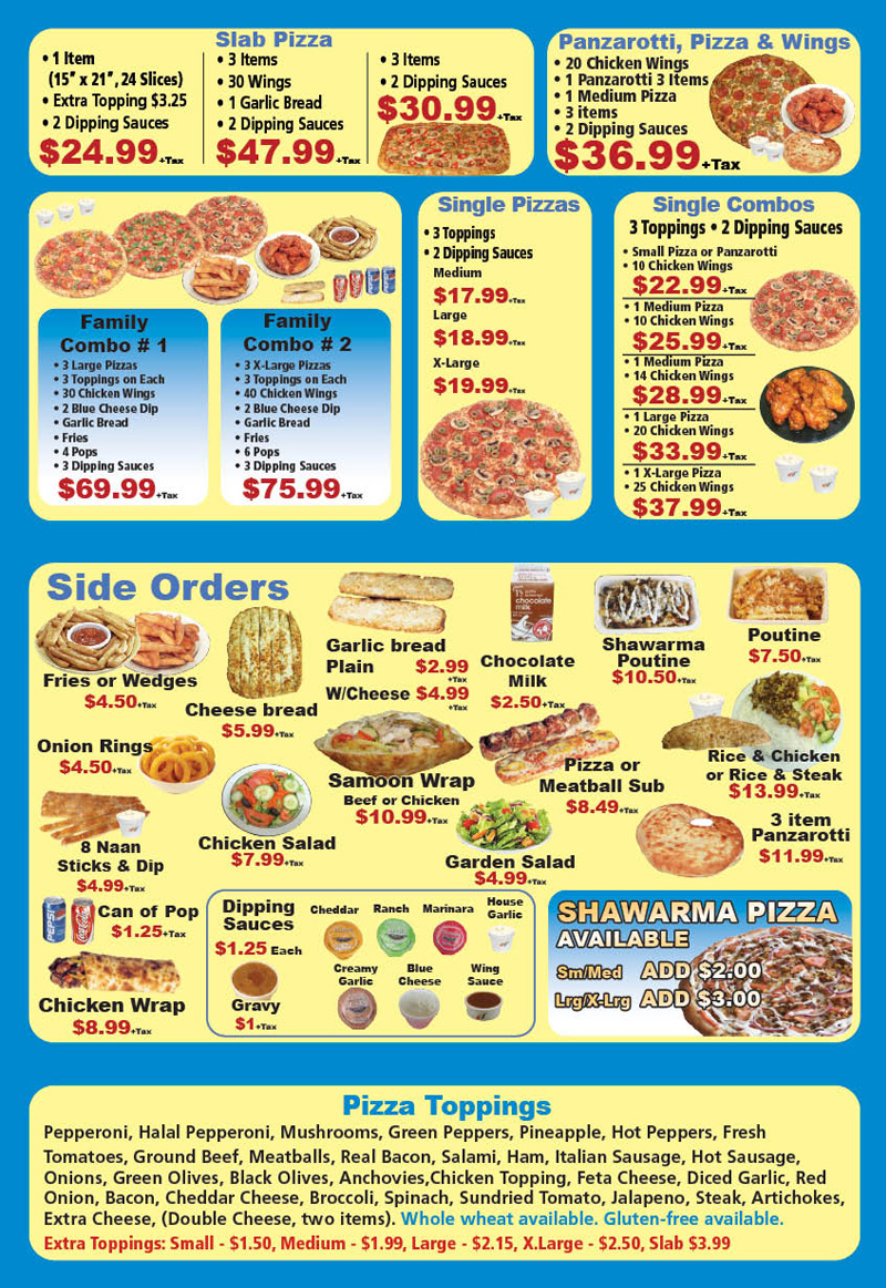 Limeridge Pizza & Wings Menu - Pickup and Delivery in Hamilton