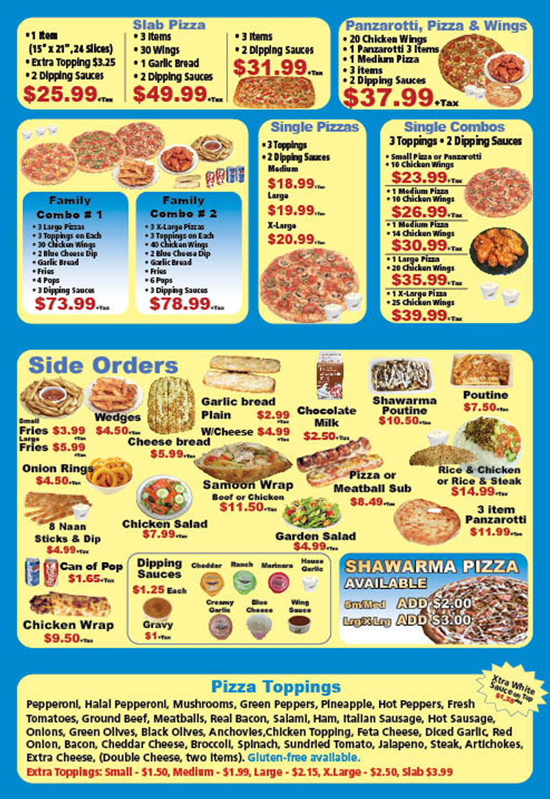 Limeridge Pizza & Wings Menu - Pickup and Delivery in Hamilton